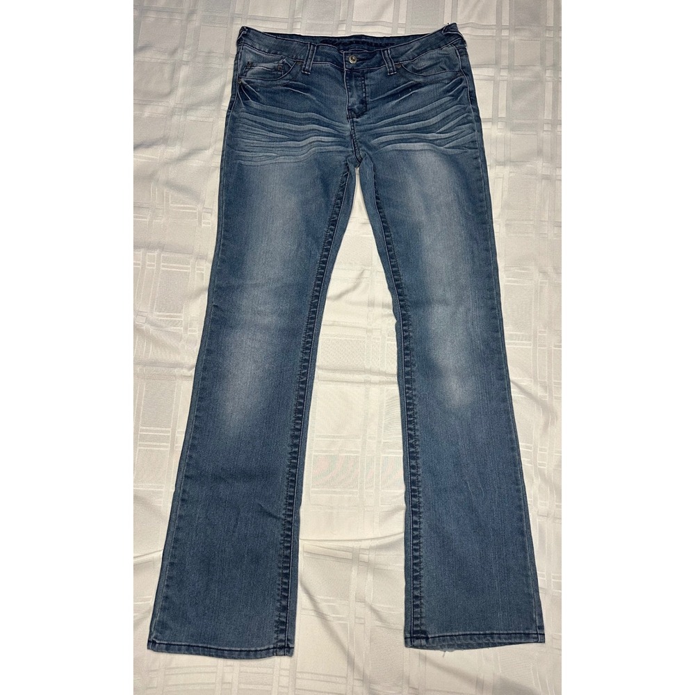 Blue Asphalt Jeans Womens 11 Blue Bootcut Long WS-92 Whiskered Stretch Denim